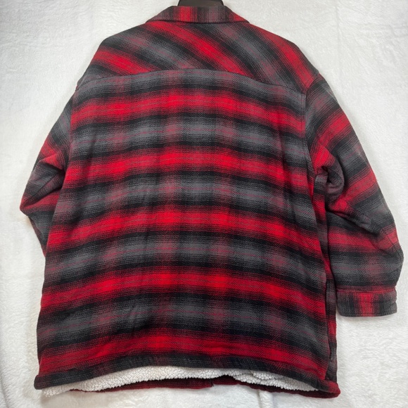 Lucky Brand Shirt Jacket Womens Size Large Red Black Plaid Sherpa Lined Western - Picture 10 of 10